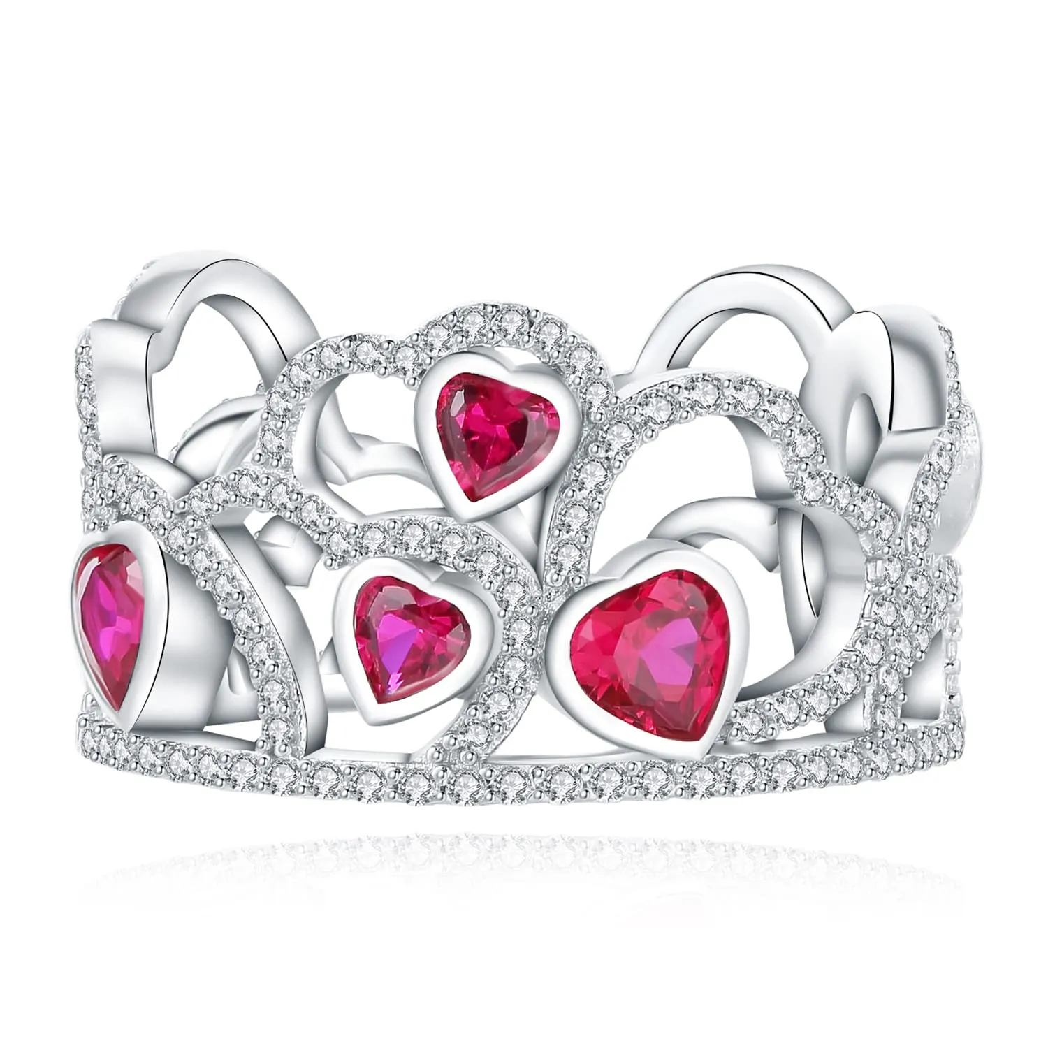 JewelryPalace Cuore 1.9ct anello argento rubino rosso