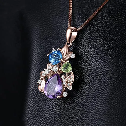 JewelryPalace Fiore Collana Argento 925 Tre Ori Pietre Naturali 45cm