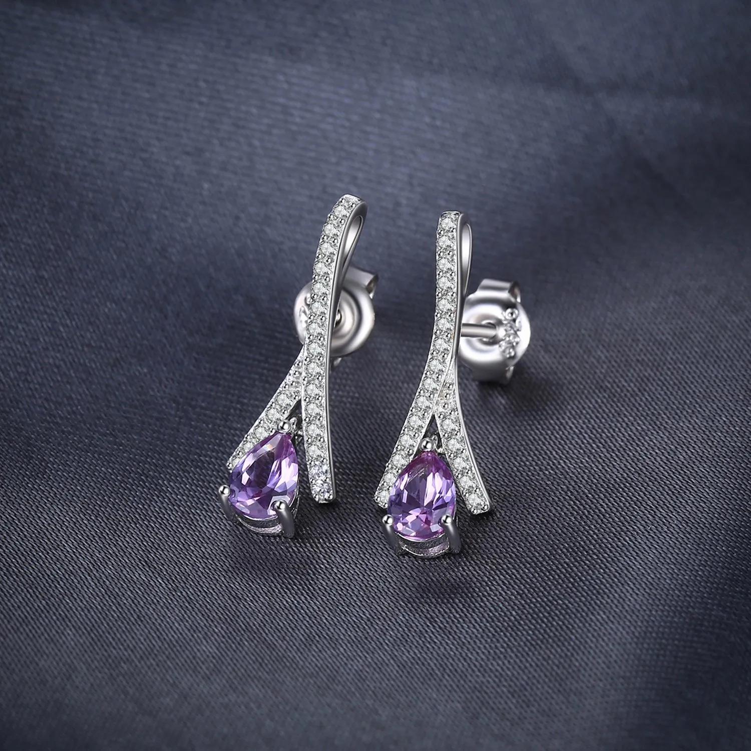 JewelryPalace Nodo Orecchini Pendenti Argento 925 Alessandrite Viola