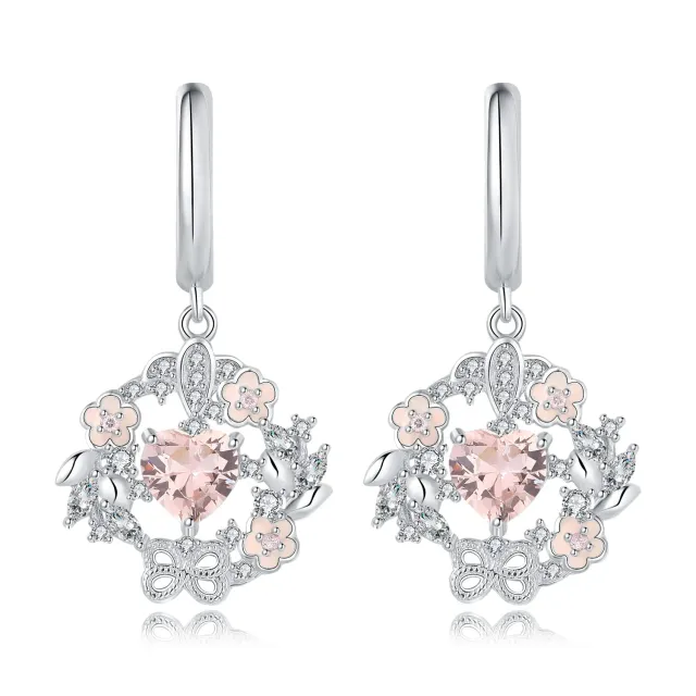 JewelryPalace 2.4ct Fiori Cuore orecchini argento rosa