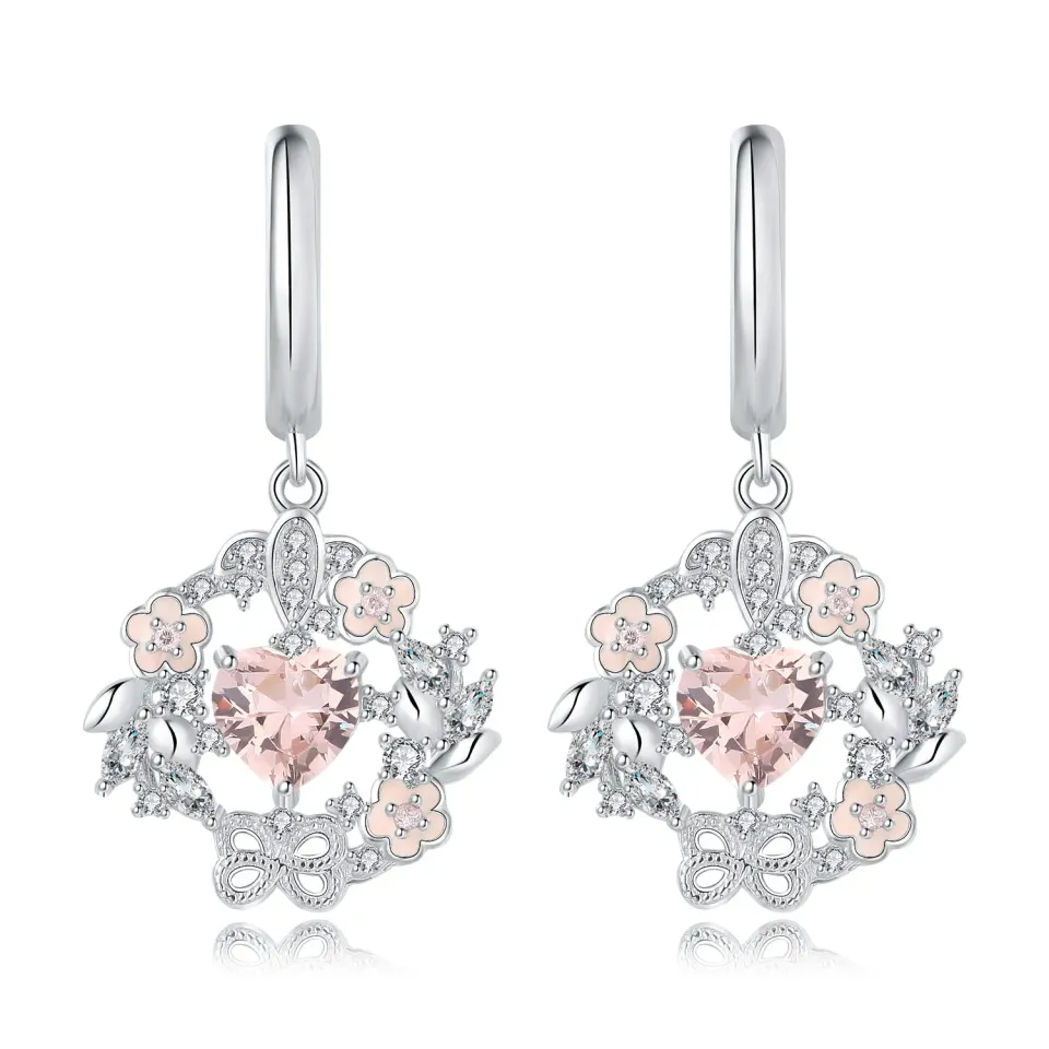 JewelryPalace 2.4ct Fiori Cuore orecchini argento rosa