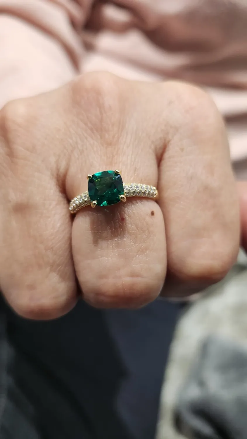 JewelryPalace 1.8ct Anello Argento Dorato Smeraldo Verde