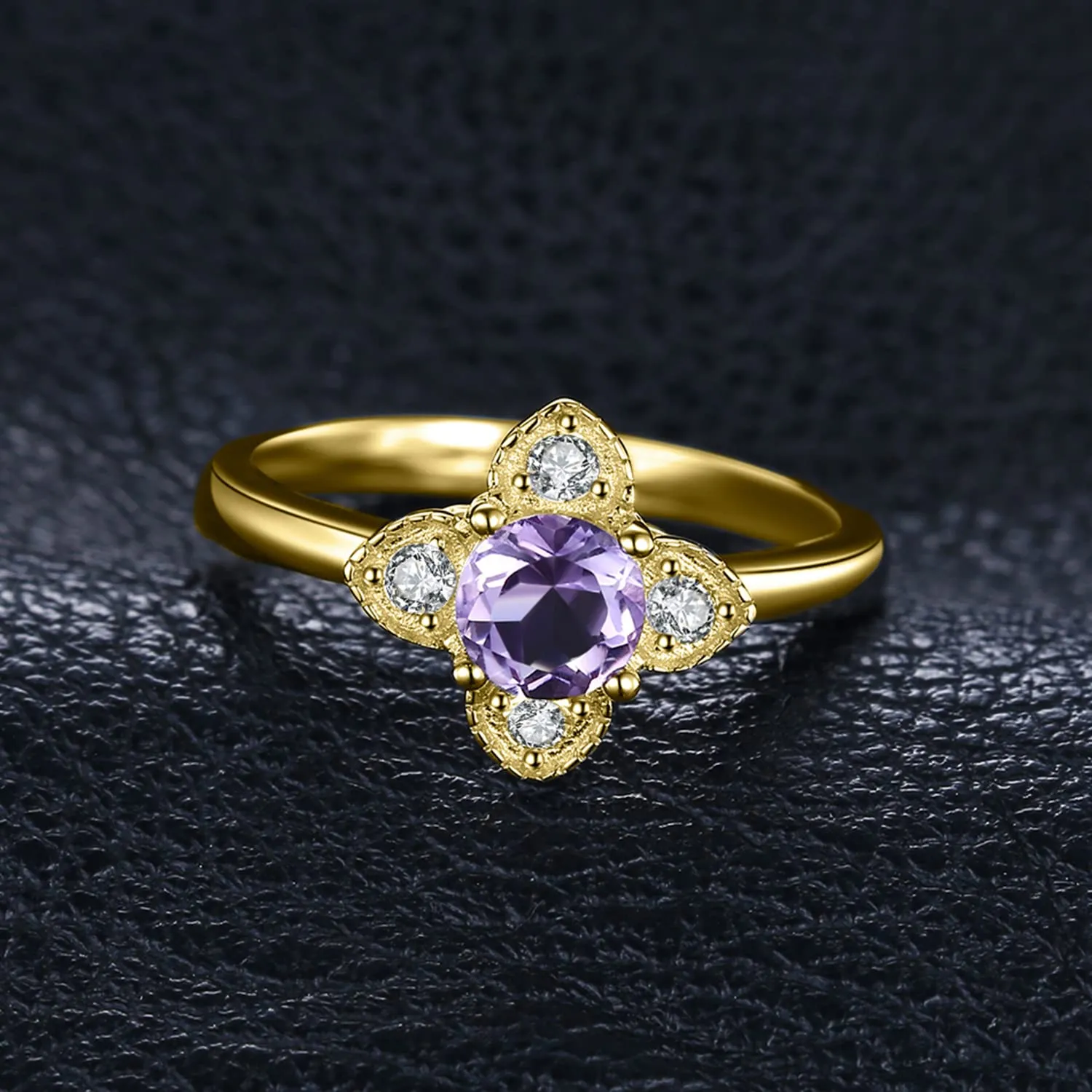 JewelryPalace Fiore Anello Oro Ametista Viola Naturale