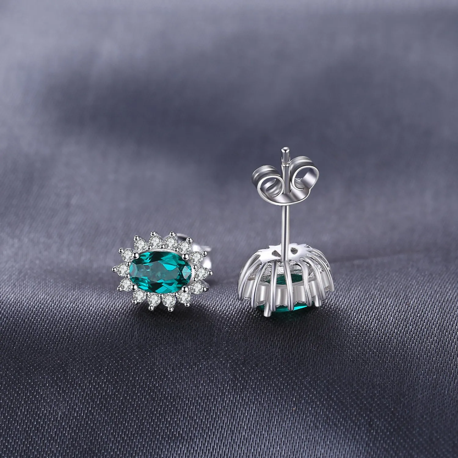 JewelryPalace Diana Halo orecchini smeraldo verde argento
