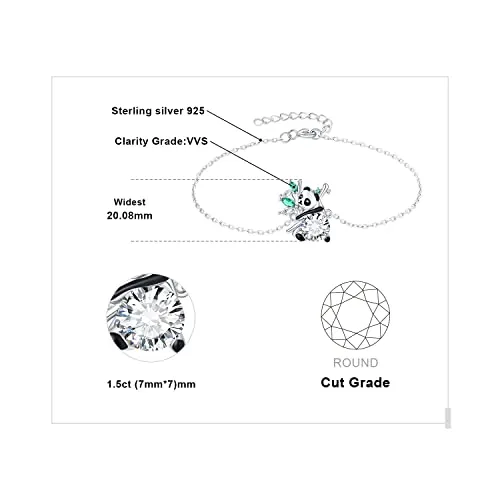 JewelryPalace Panda 1.75ct bracciale verde regolabile