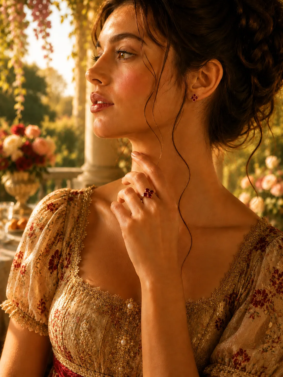 Victoria Jane Flower orecchini oro rubini diamante