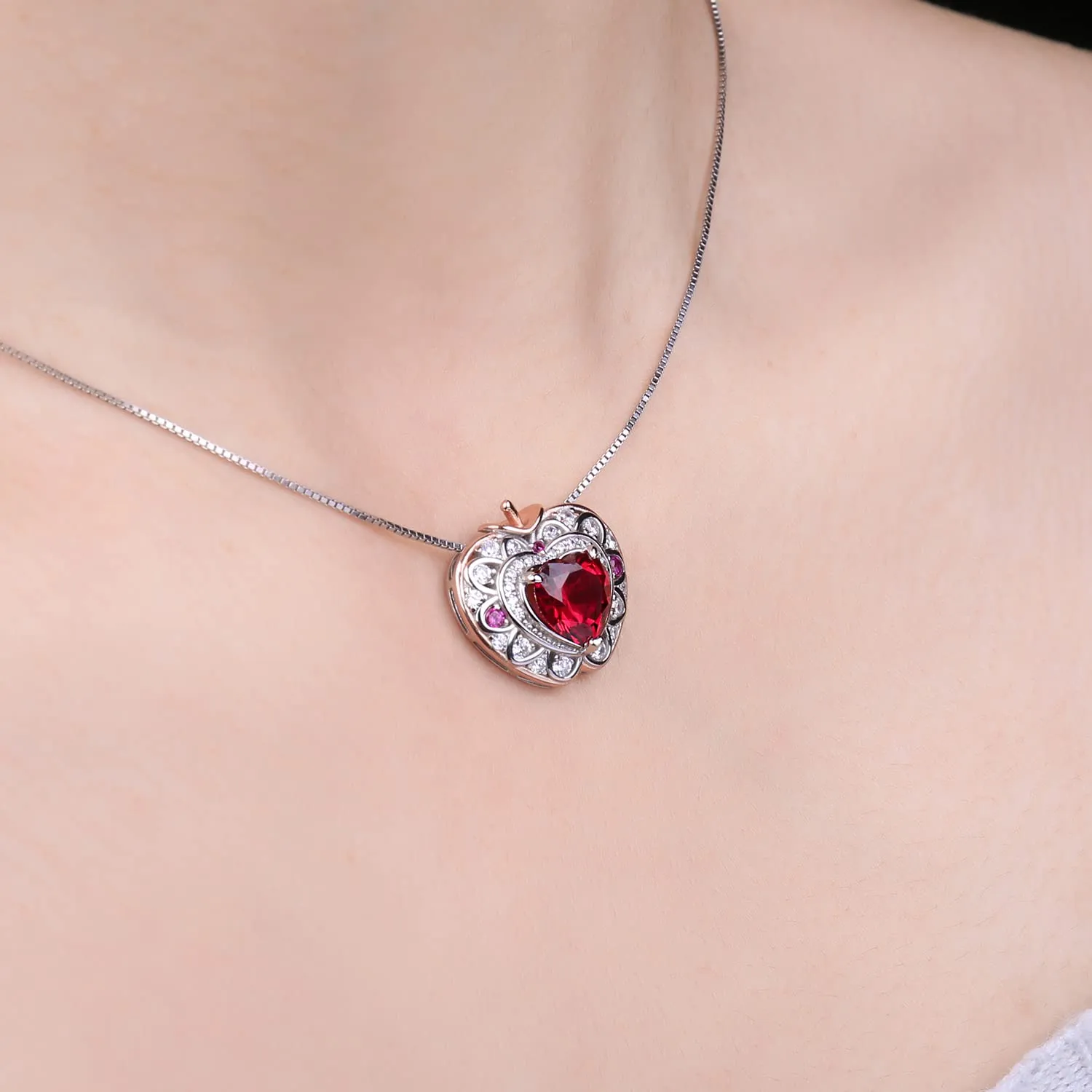 JewelryPalace Mela 1ct Collana Oro Rosa Rubino Cuore 45cm