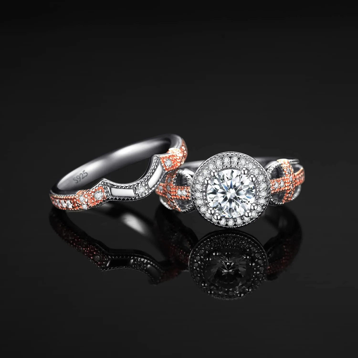 JewelryPalace Halo Infinito fede cuore argento 925 zirconia rosa