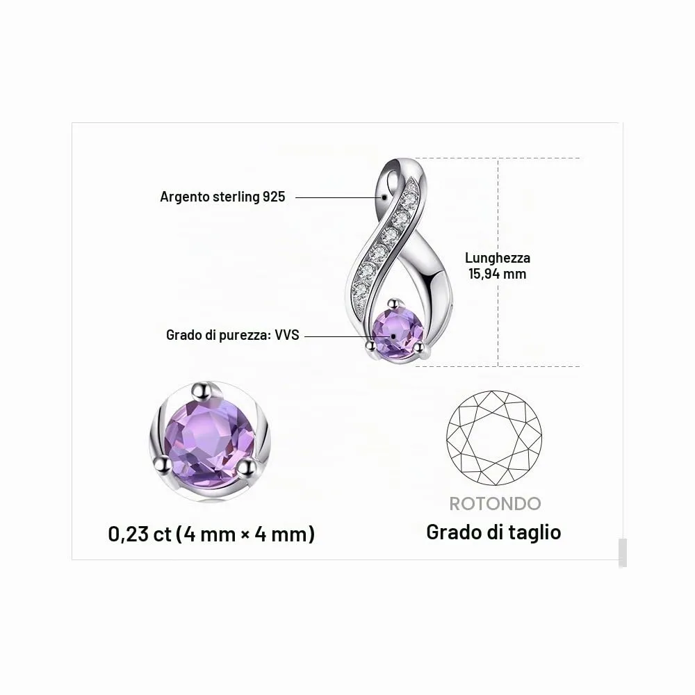 JewelryPalace Infinito Collana Argento 45cm Ametista Viola