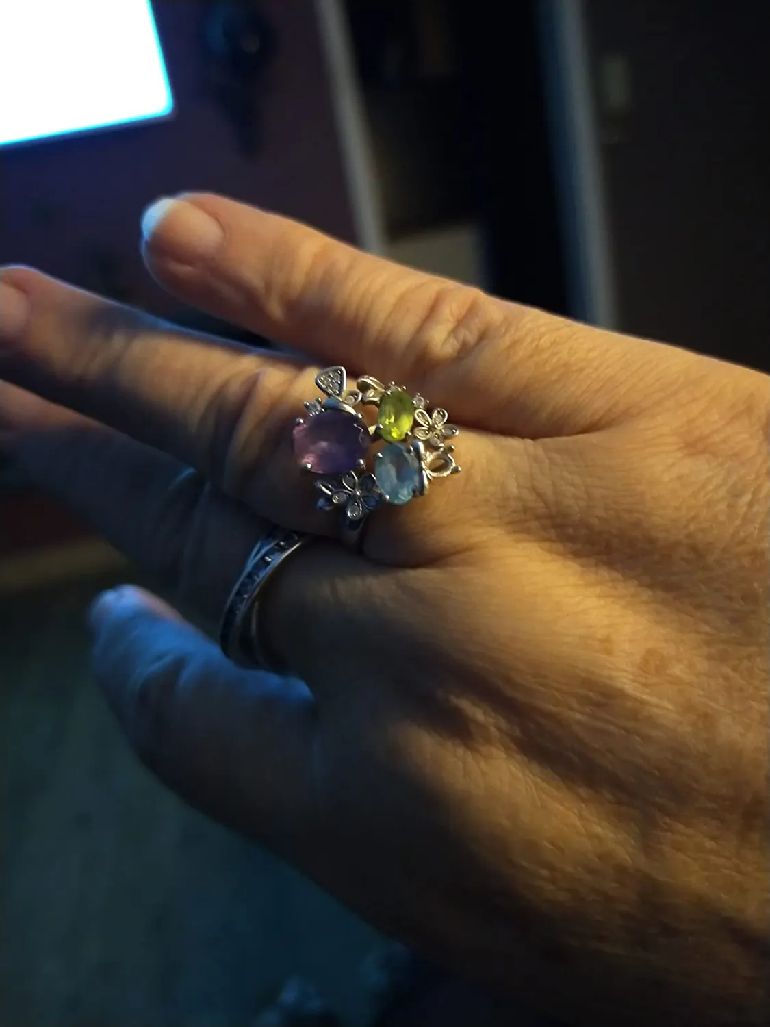 JewelryPalace Fiore anello aperto argento peridoto oro rosa
