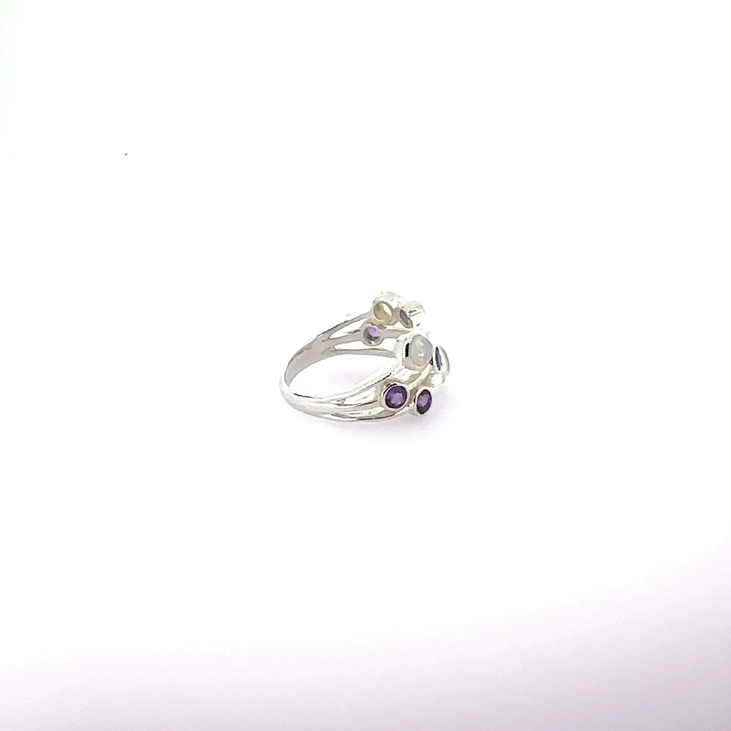 Victoria Jane Raindrops anello argento pietra di luna ametista