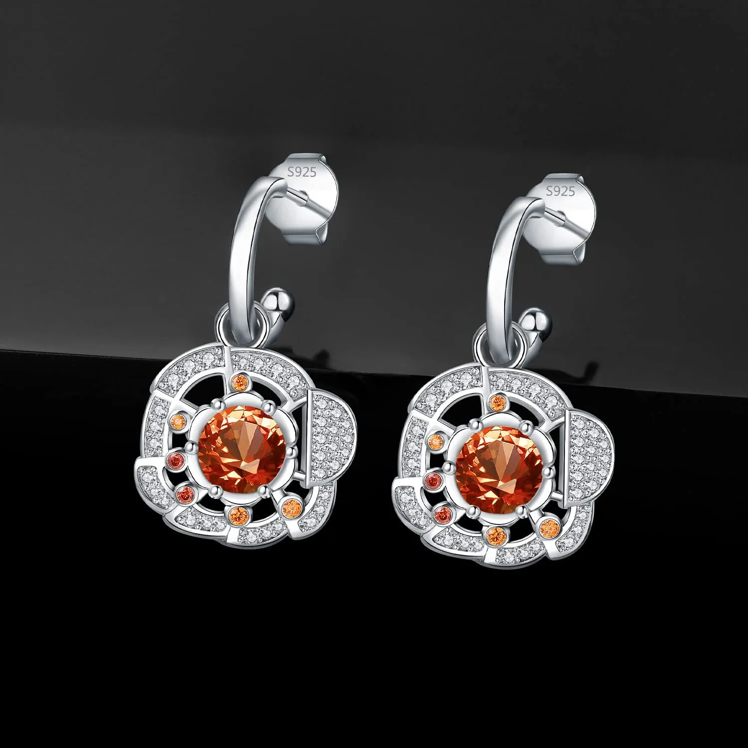 JewelryPalace Pizza 2.4ct Orecchini Cerchi Zaffiro Arancione