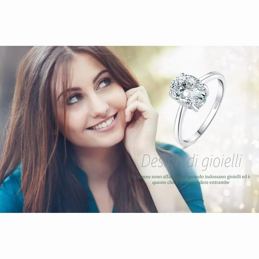 JewelryPalace Classico solitario anello argento moissanite 1ct