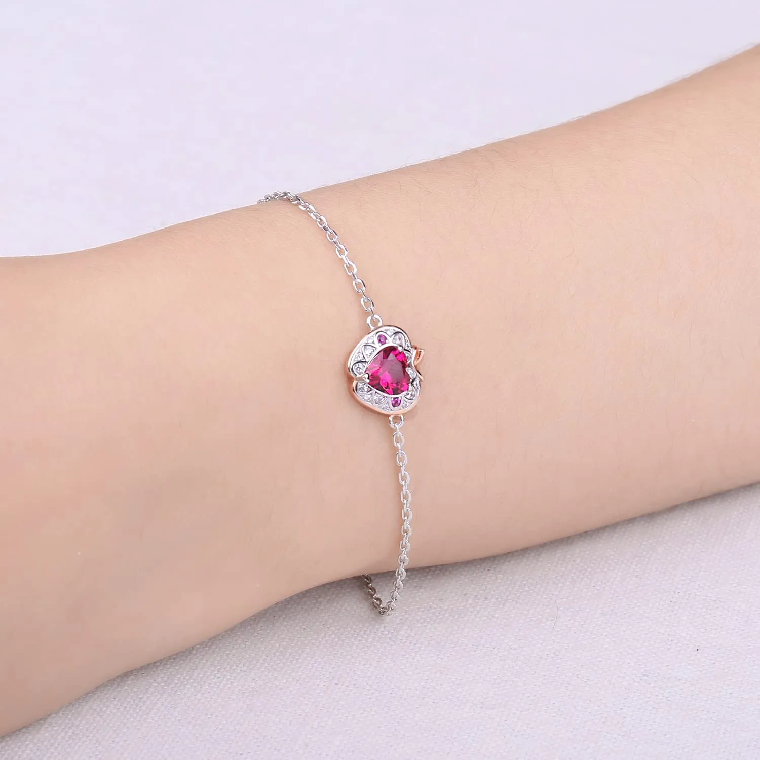 JewelryPalace Mela Cuore 1ct Bracciale Argento Rubino Rosso