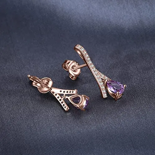 JewelryPalace orecchini pendenti oro rosa viola pera