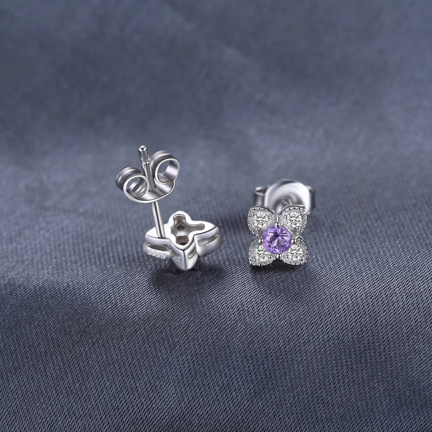 JewelryPalace Fiore Orecchini Bottone Argento ametista viola