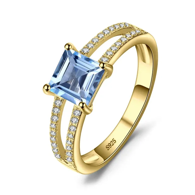 JewelryPalace Solitario Anello Topazio Blu Argento 925