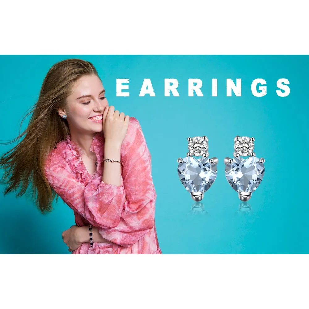 JewelryPalace Amore Cuore 1ct Orecchini Argento Acquamarina