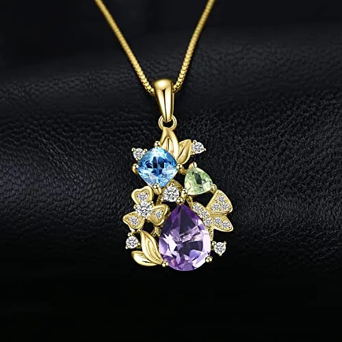 JewelryPalace Fiore Collana Argento 925 Oro Pietre Naturali 45cm