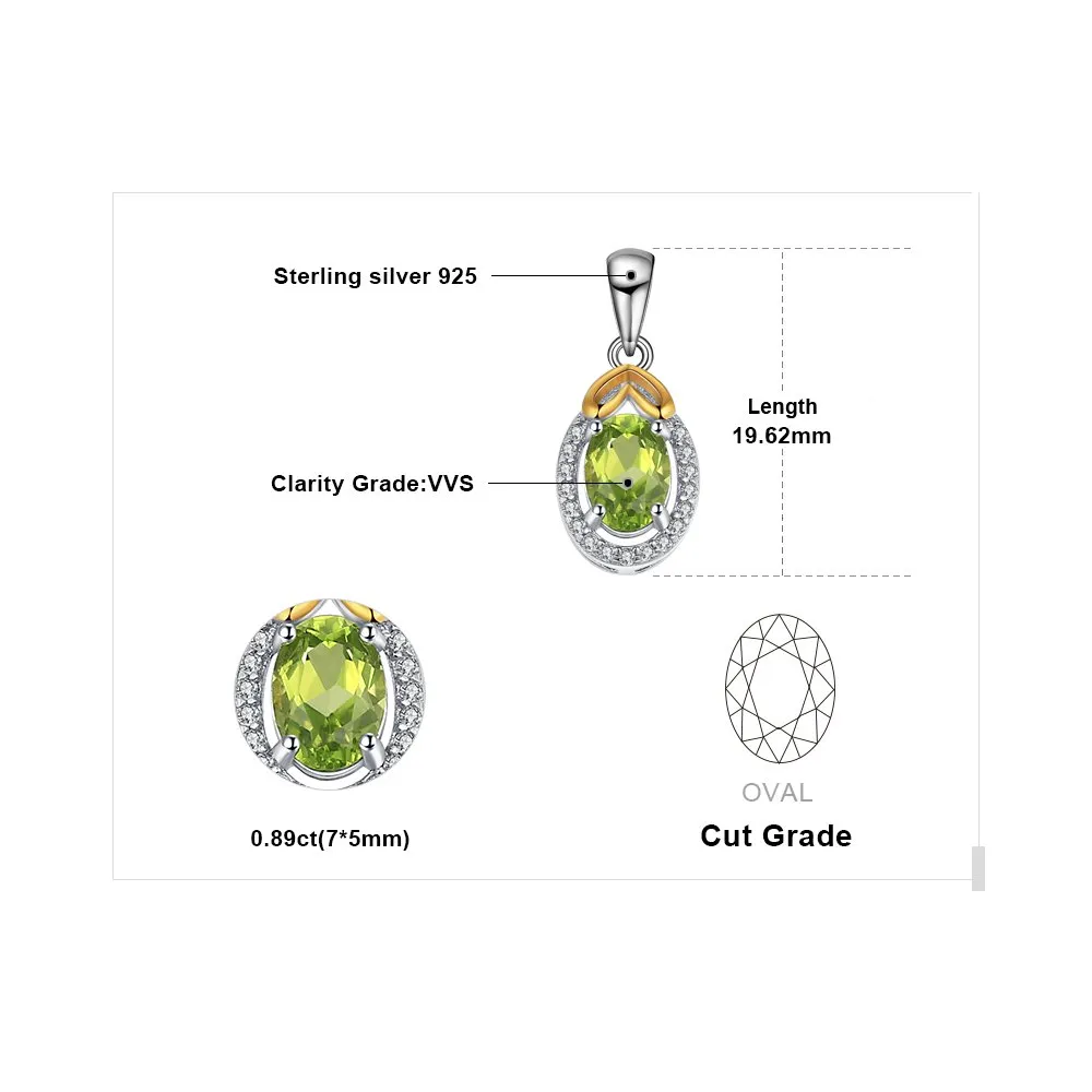 JewelryPalace Cuore collana argento 925 peridoto verde 45cm