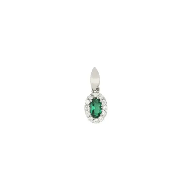 Gioielli Celiento pietra verde ciondolo donna oro bianco 18kt