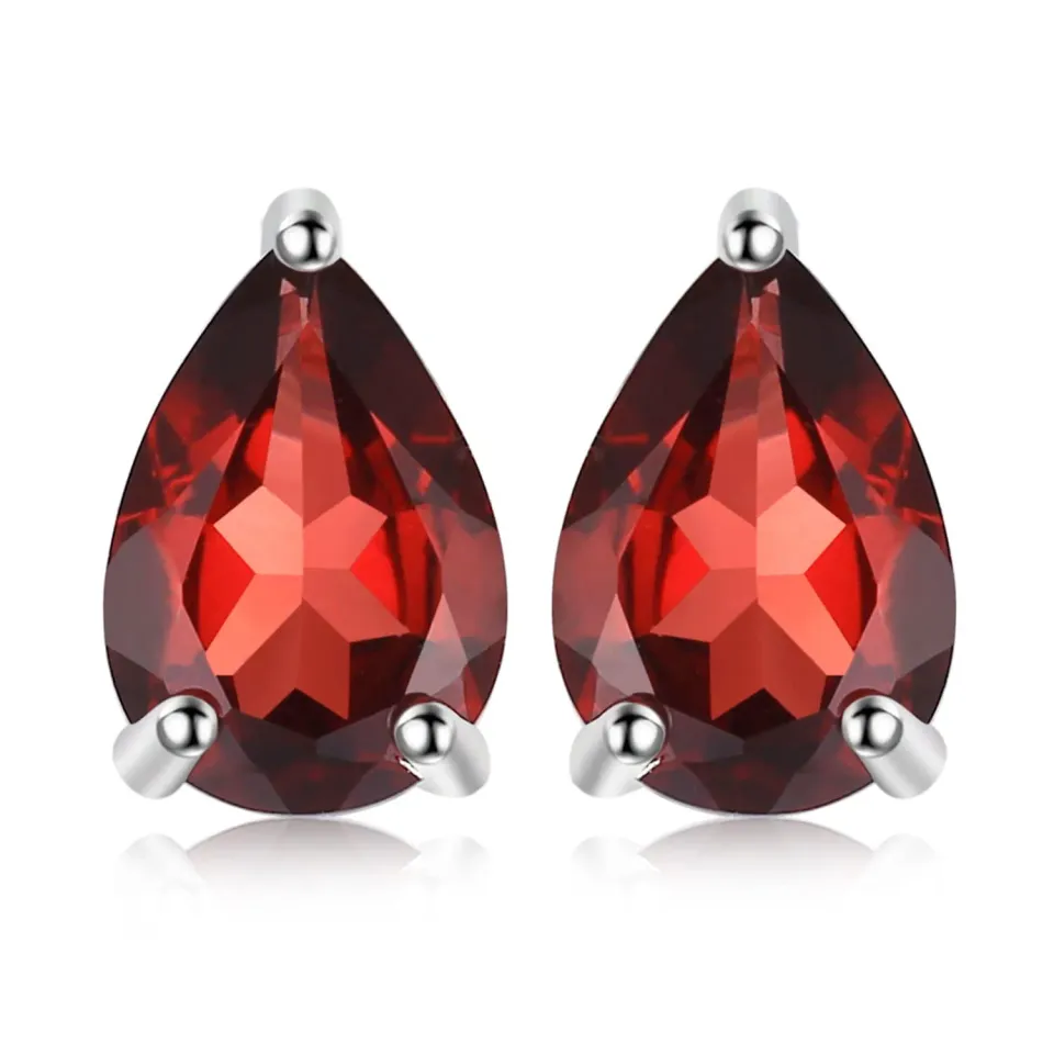 JewelryPalace Pera orecchini lobo argento granato rosso