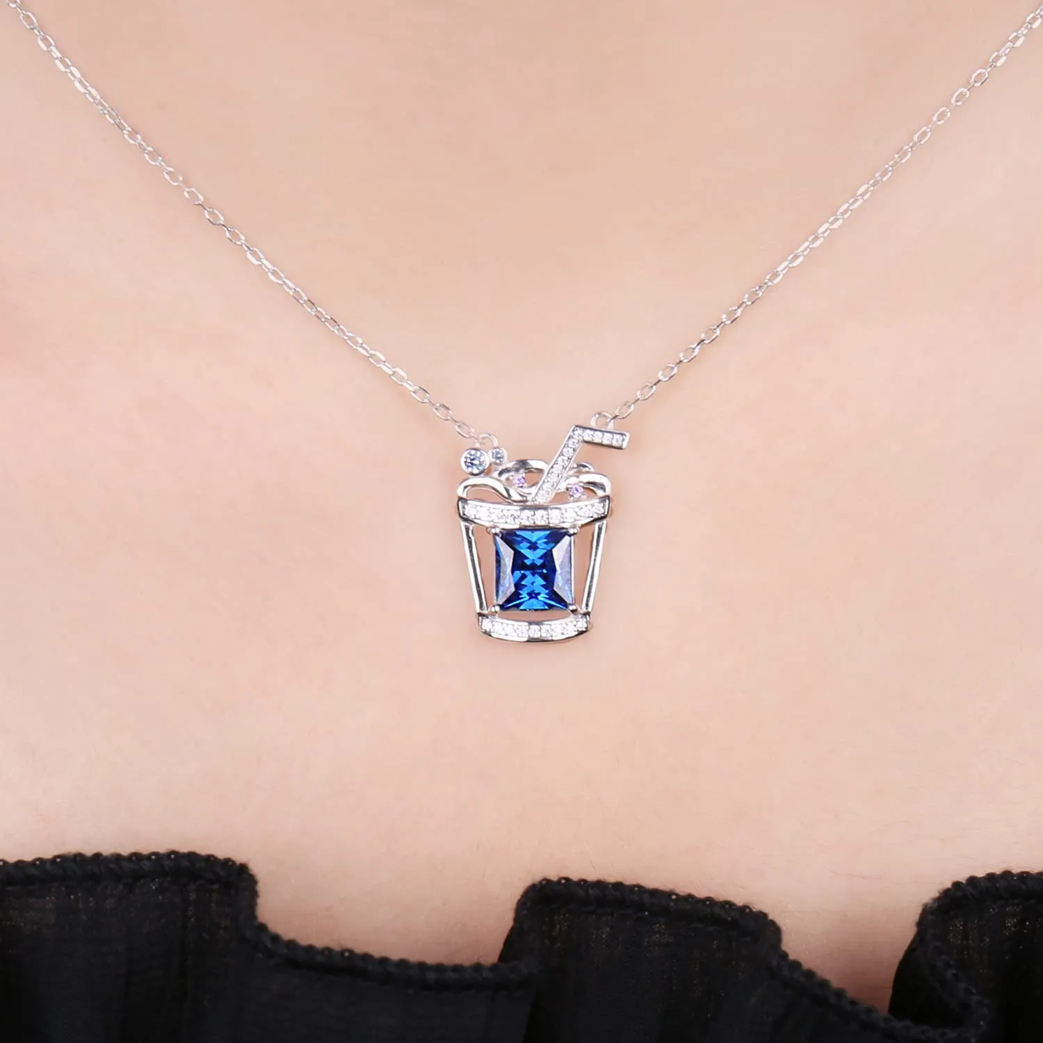 JewelryPalace Bevanda 5.9ct Collana Argento Blu 45cm