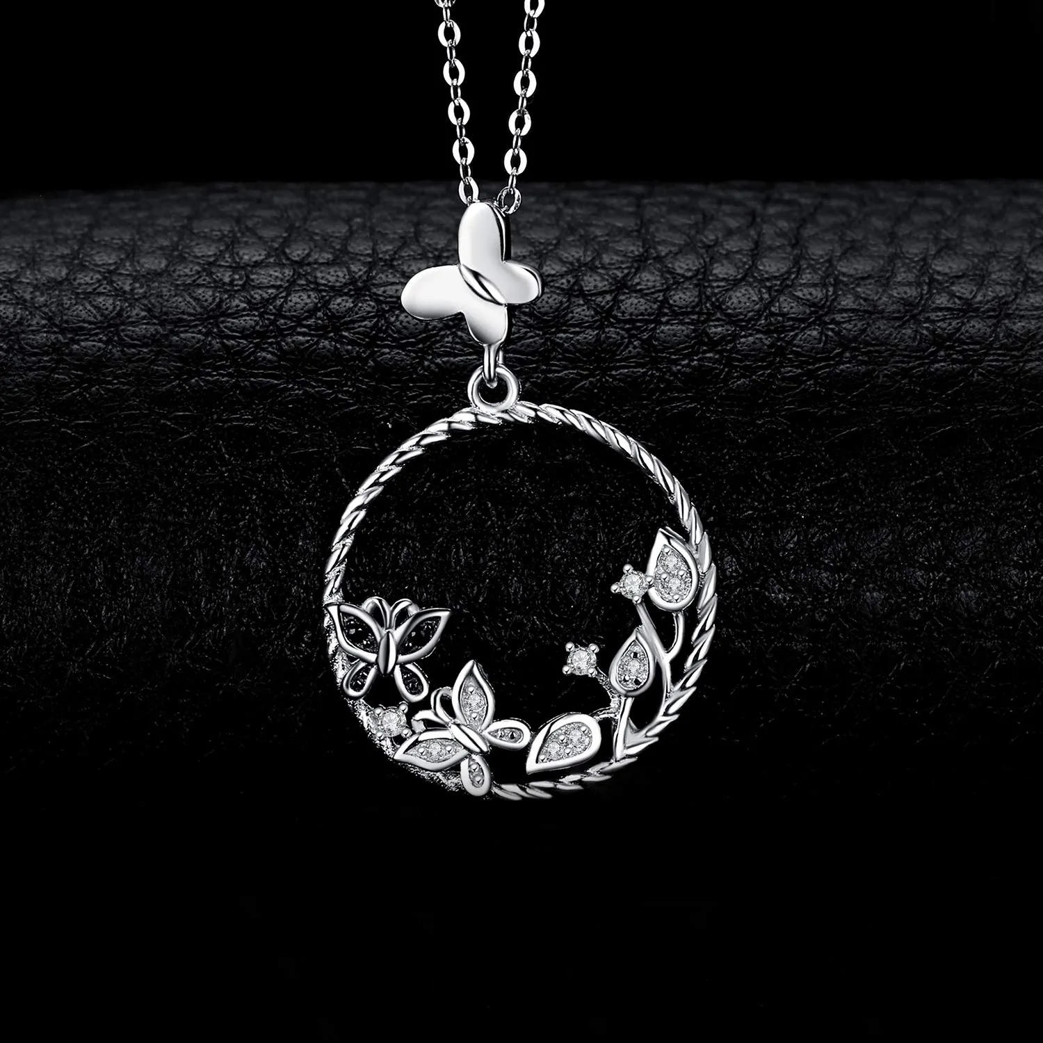JewelryPalace Farfalla Collana Argento 925 spinello nero 45 cm