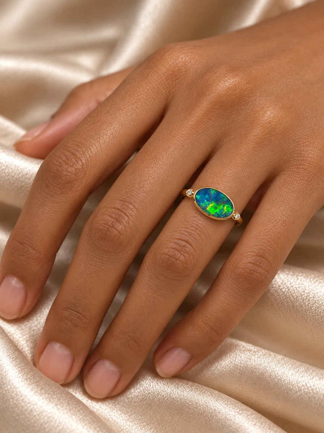 Victoria Jane Opal Butterfly anello oro 9ct opale
