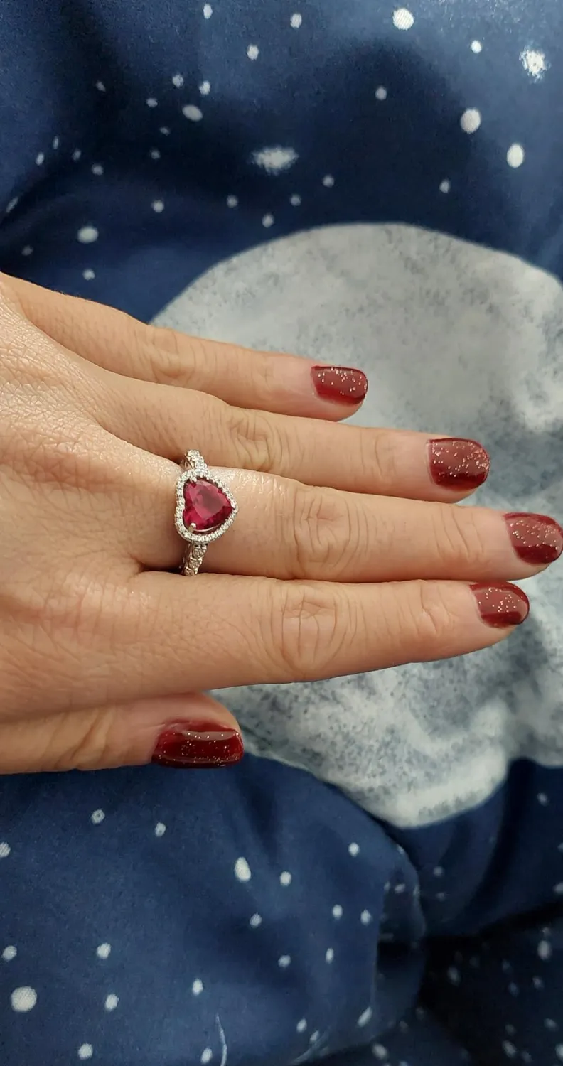 JewelryPalace Cuore dell'Oceano Halo anello rubino 14.5