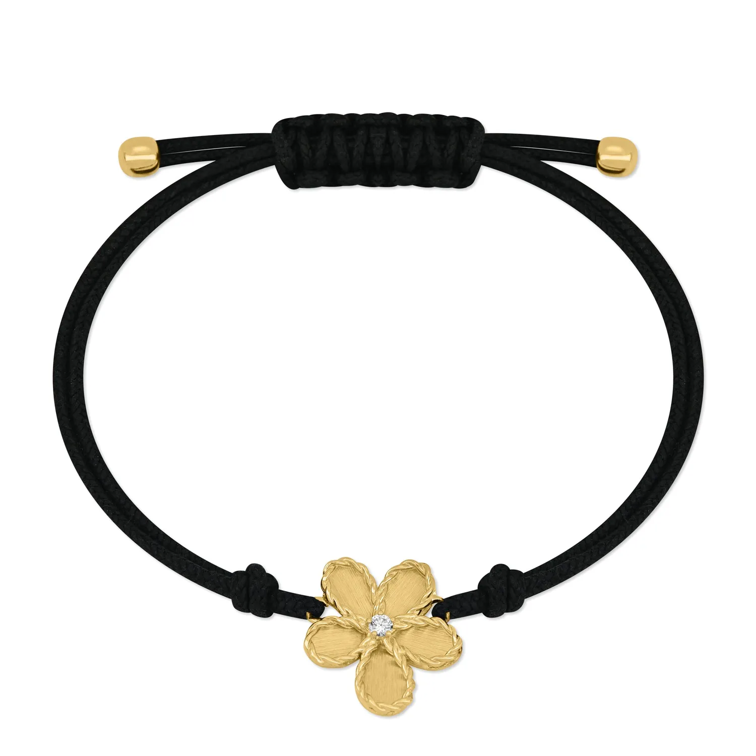 Roberto Coin Jasmine bracciale diamante oro giallo cotone seta