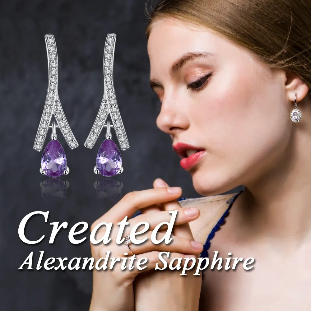 JewelryPalace Nodo Orecchini Pendenti Argento 925 Alessandrite Viola