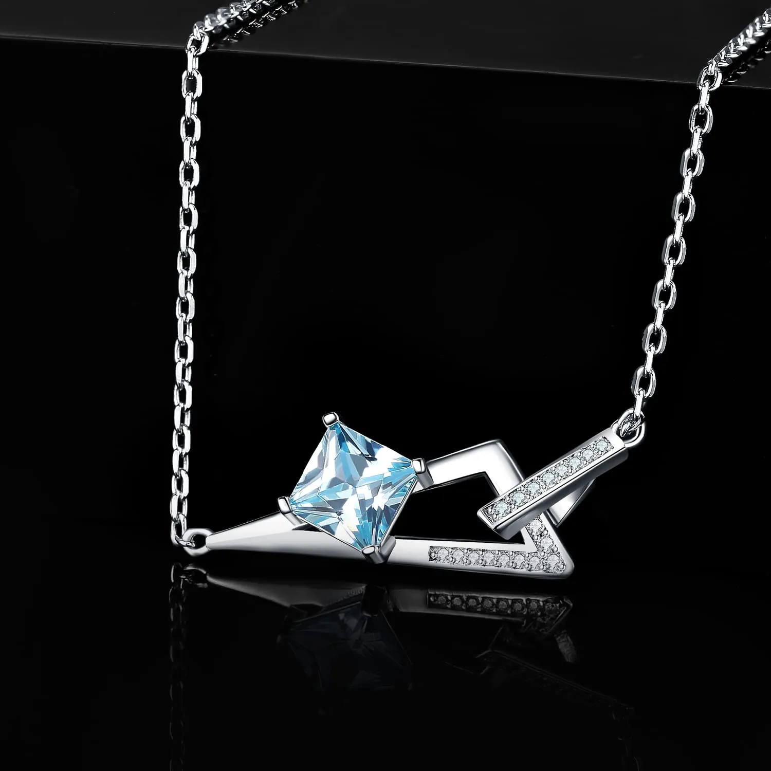 JewelryPalace Geometrica 4ct collana argento 925 zirconia azzurra