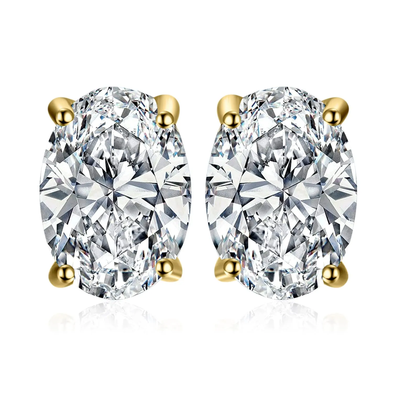 JewelryPalace Moissanite 2ct Orecchini a Bottone Argento 925 Taglio Ovale