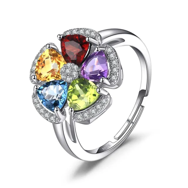 JewelryPalace Fiore Anello Regolabile Argento pietre naturali