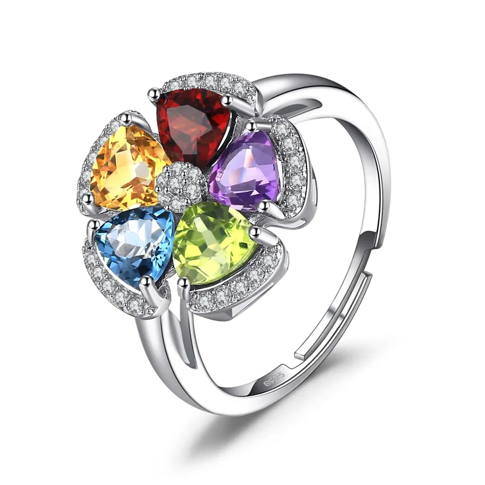 JewelryPalace Fiore Anello Regolabile Argento pietre naturali
