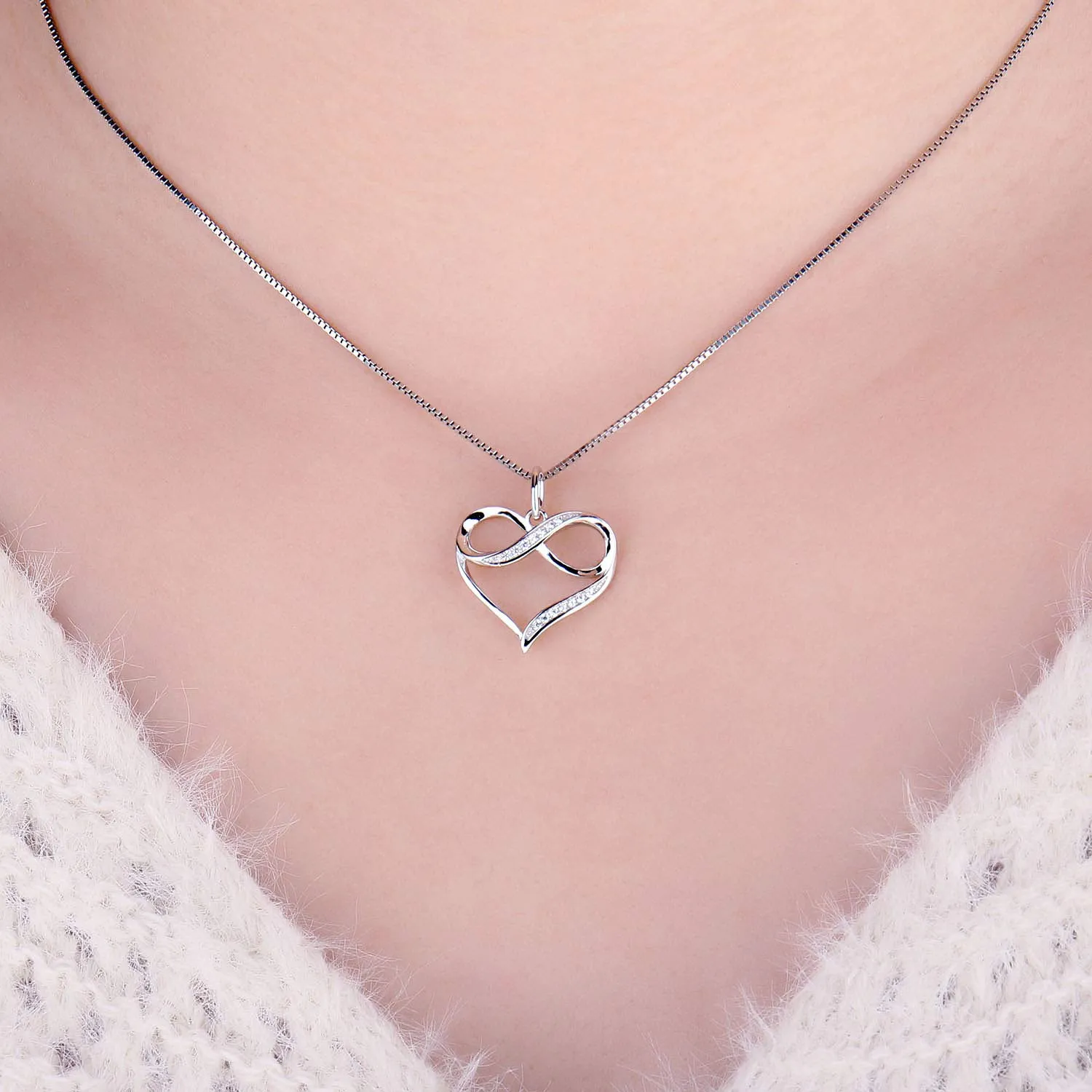 JewelryPalace Cuore Infinito Collana Argento Zirconia 45cm