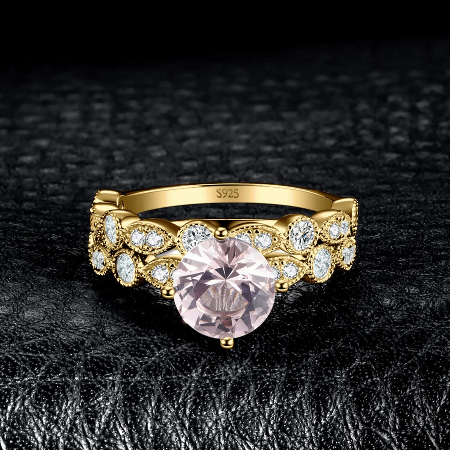 JewelryPalace Vintage Halo Pera anello morganite oro rosa