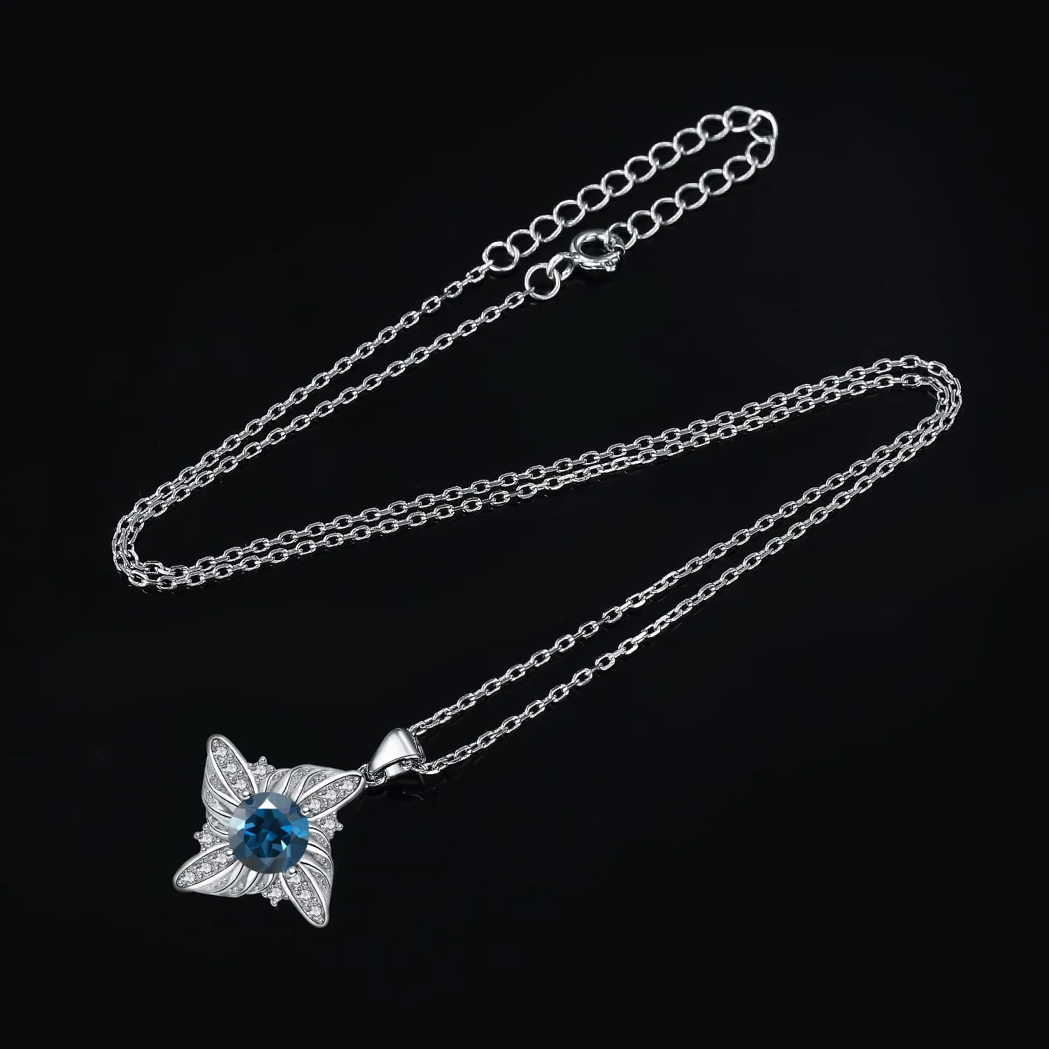 JewelryPalace Mulino a Vento 2.3ct collana topazio blu 45cm