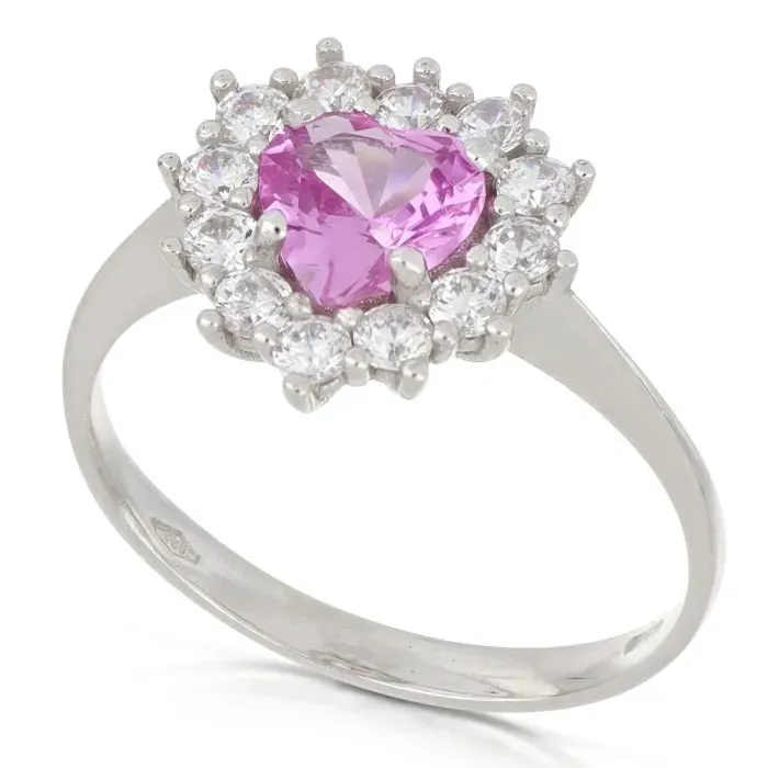 Gioielli Celiento Anello oro bianco 18 kt pietra rosa
