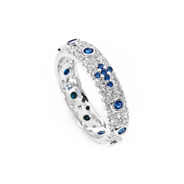 Gioielli Celiento Rosario anello oro bianco pietre bianche e blu