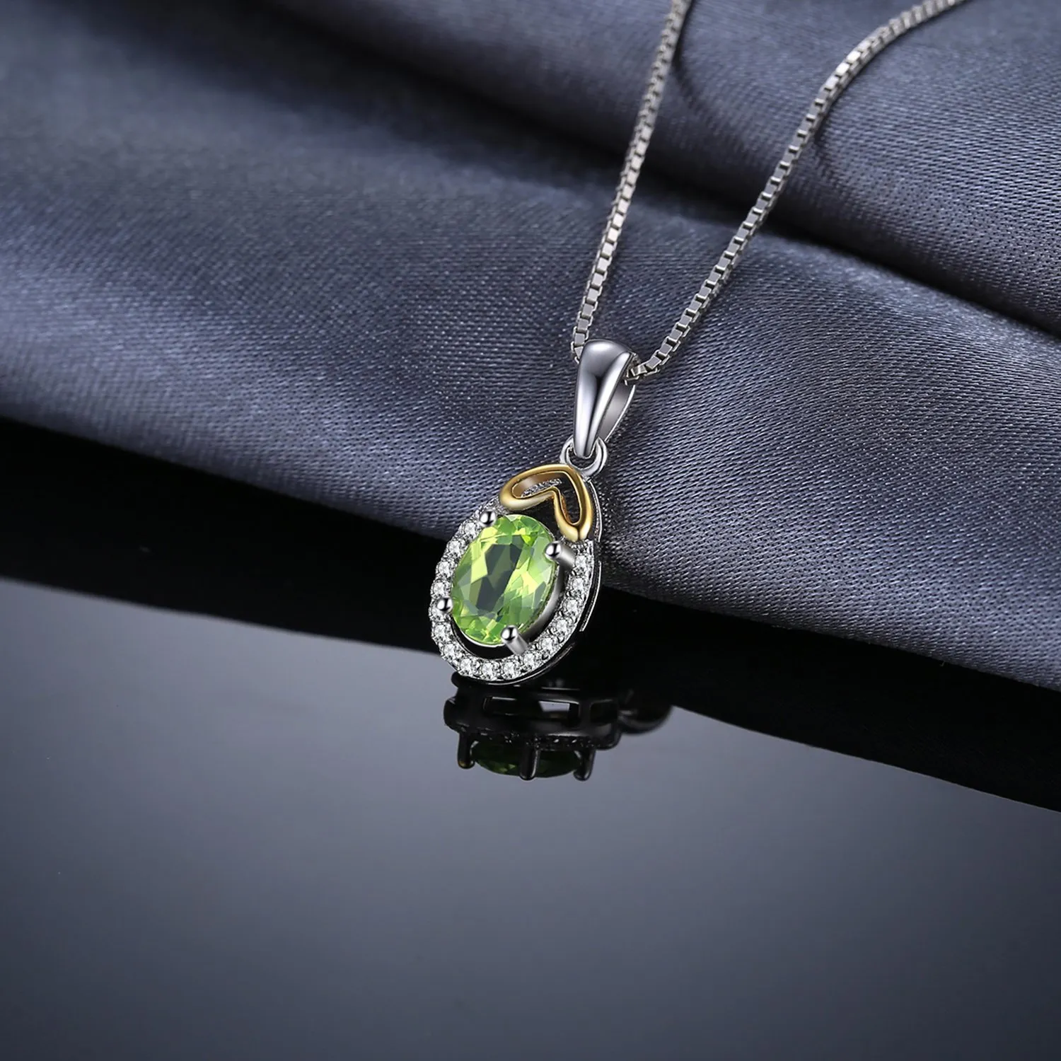 JewelryPalace Cuore collana argento 925 peridoto verde 45cm