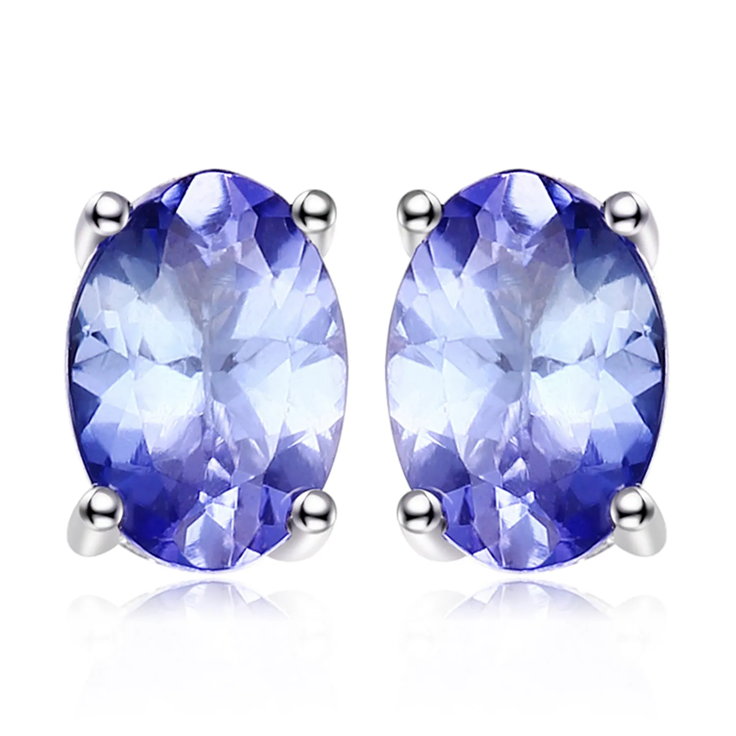 JewelryPalace 1ct Tanzanite Orecchini a Bottone Oro pietra ovale