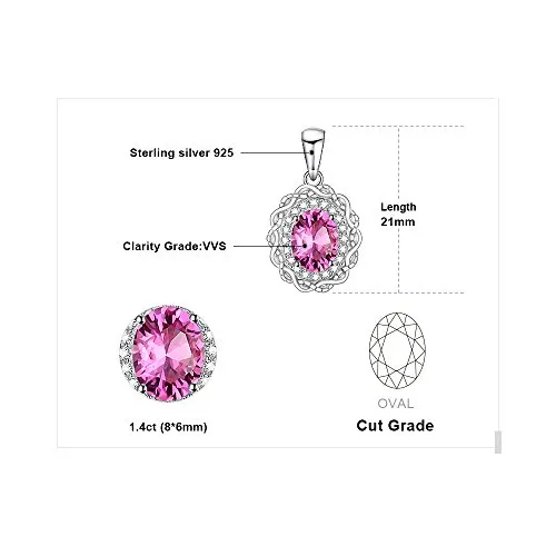 JewelryPalace Vintage Halo Collana Argento 925 Topazio Rosa