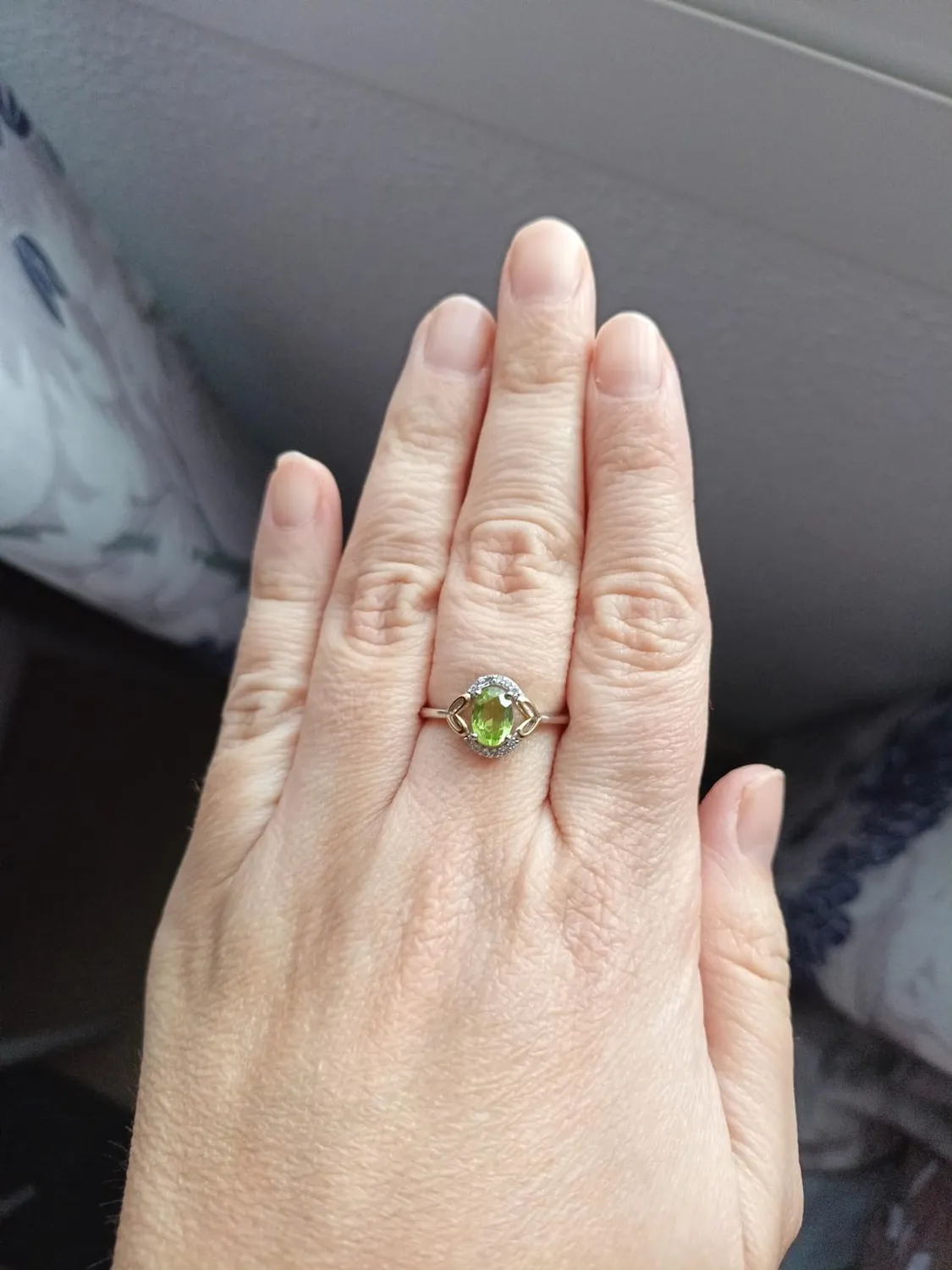 JewelryPalace Solitario anello peridoto verde ovale dorato