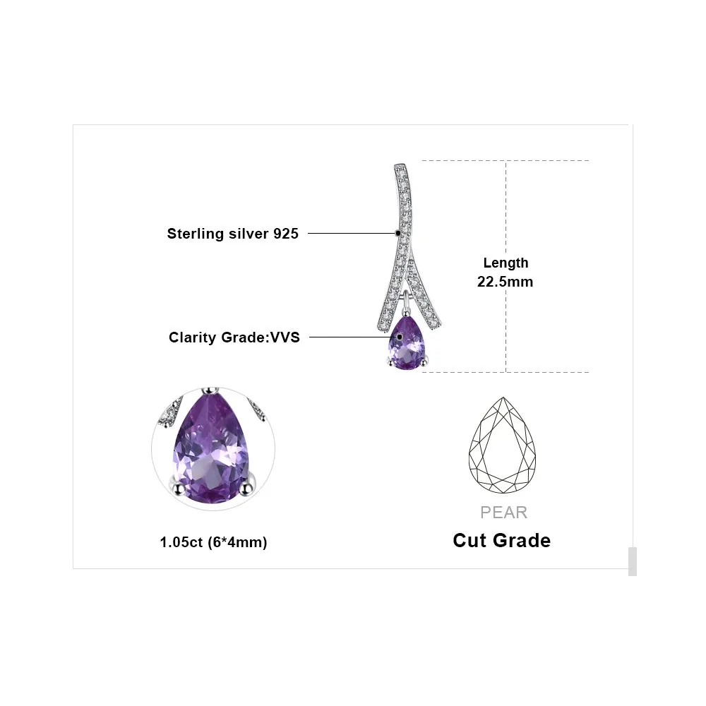 JewelryPalace Nodo Orecchini Pendenti Argento 925 Alessandrite Viola