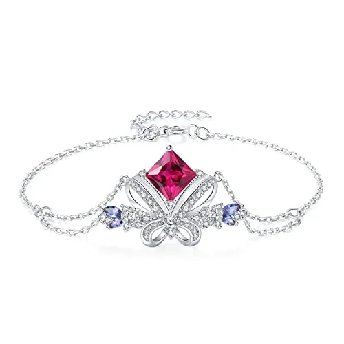 JewelryPalace Farfalla 3.1ct Bracciale Argento Zaffiro Rosa