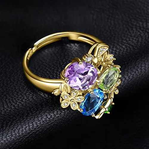 JewelryPalace Fiore anello aperto argento topazio oro giallo