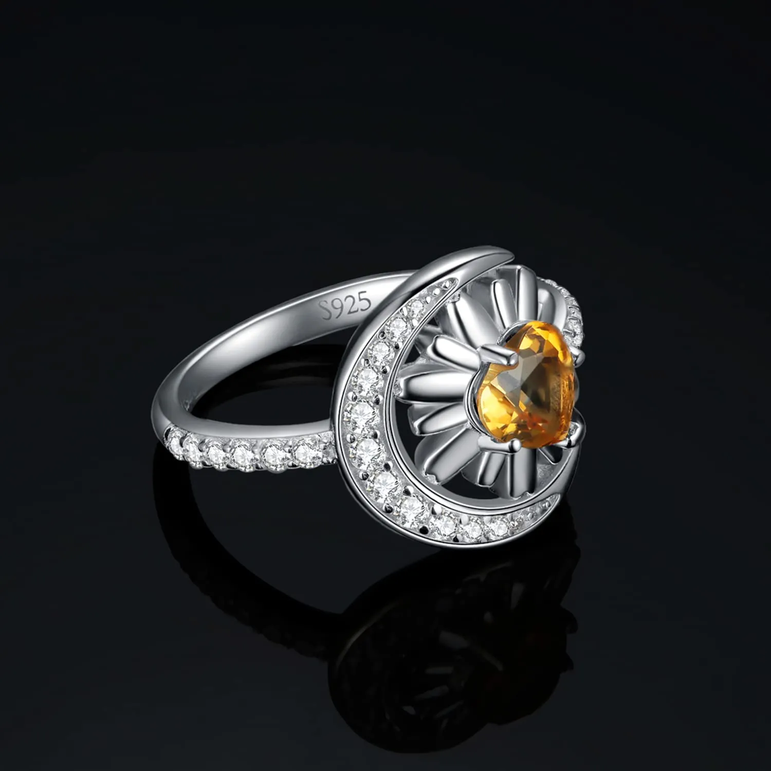 JewelryPalace Girasole anello argento 925 citrino arancione