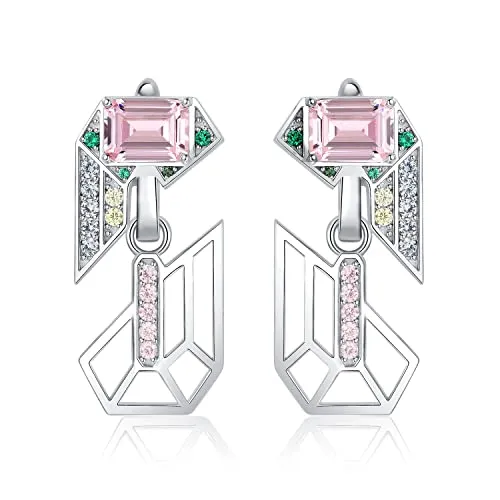 JewelryPalace Geometrici orecchini argento 925 smeraldo rosa 6.3ct